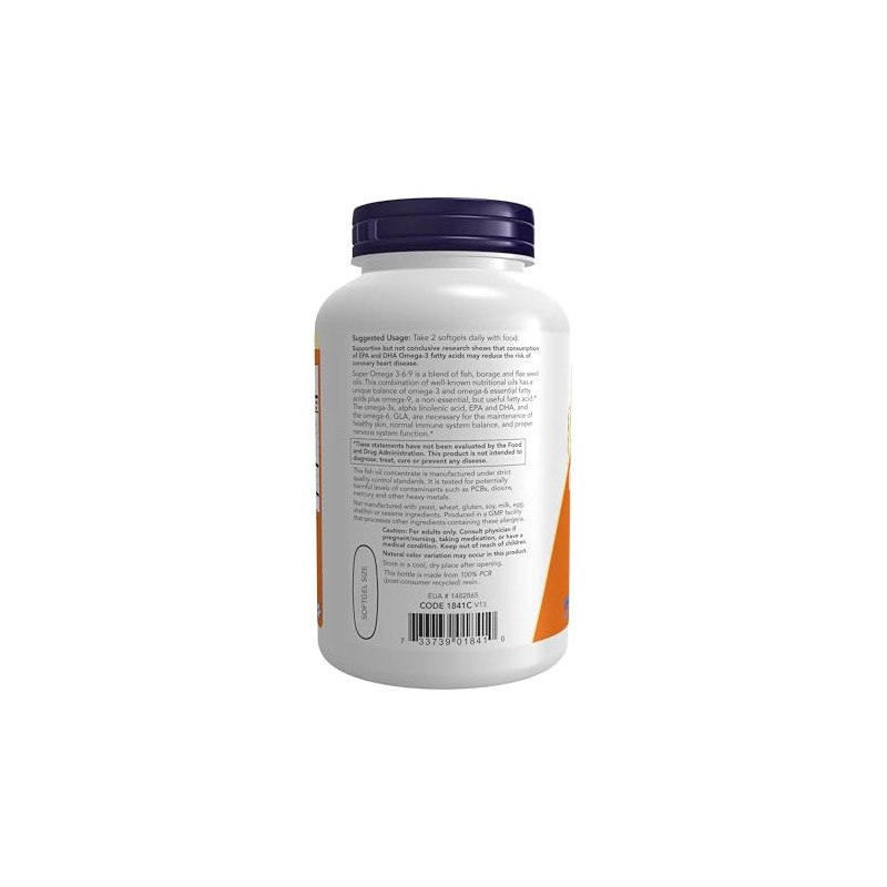 NOW Super Omega 3-6-9 1200 mg,180 Softgels