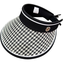 KUMSODE Visor Cap Women's Sun Cap Sun Shield Sun Protection for Face Adjustable Visor Headwear Summer Festival Holiday, Black and White