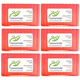 tamarinda Ruby Grapefruit Glycerin Soap - SIX 4.25 oz bars.
