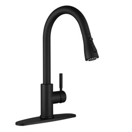 Wewe Black Kitchen Sink Faucets: Water Faucet with Pull Down Sprayer Stainless Steel Single Handle 1 Or 3 Hole for Farmhouse Commercial Camper Laundry Rv Bar