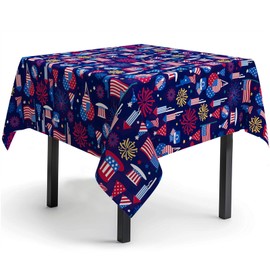 bnhjsdw 4th of July Tablecloth Memorial Day Patriotic American Flag Table Cloths for Indoor and Outdoor Kitchen Dining-60 x60 Square