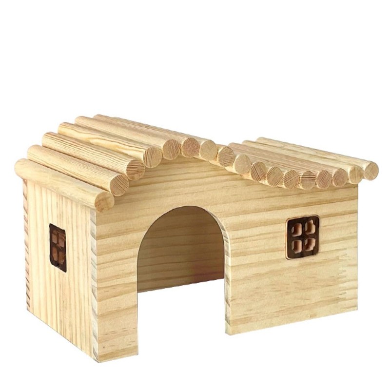 Guinea Pig Wood Hideout Hut with Window Small Animal Wooden
