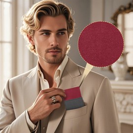 GHTIYLP Solid Color Pocket Square, Pocket Squares for Men Prefolded Handkerchief for Men on Card Wedding Party (Burgundy)