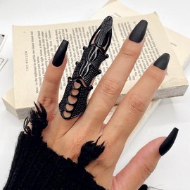 Finger armor Goth ring | Black full finger ring | Witchy finger claws | Medieval Alt jewelry | Gothic armor ring | Cool rings | Goth jewelry
