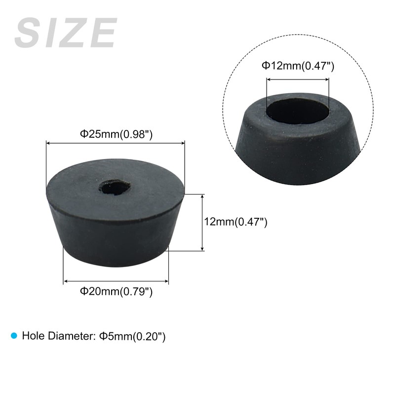 METALLIXITY 10pcs Rubber Bumper Feet 25x12mm Round Leg Pads Floor