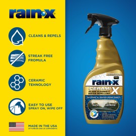 Rain-X 630178 Cerami-X Glass Cleaner + Water Repellent, 16oz - Cleaning Effectively While Remaining Streak Free, Protecting Against Contaminants and Stains
