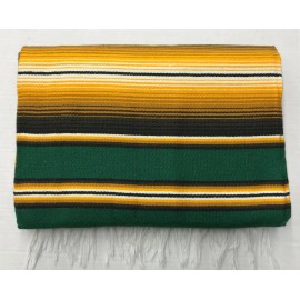FALSA Mexican Blanket Hand Woven RASTA Serape Throw Yoga green/yellow/brown