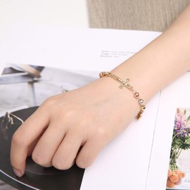 HZMAN 7.5inch Virgin Mary Rosary Bead Cross Bracelet Virgin of Guadalupe Adjustable Link Bracelet for Women Jewelry Gift