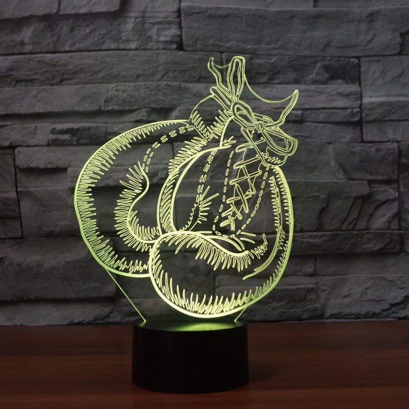 Optical Illusion 3D Boxing Gloves Night Light 16 Colors Changing