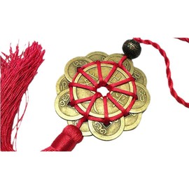 1 x roter Glücksbringer, antiker "I Ging"-Münzen, Wohlstandsschutz, Heim-Hängeornamente, dekoratives Zubehör