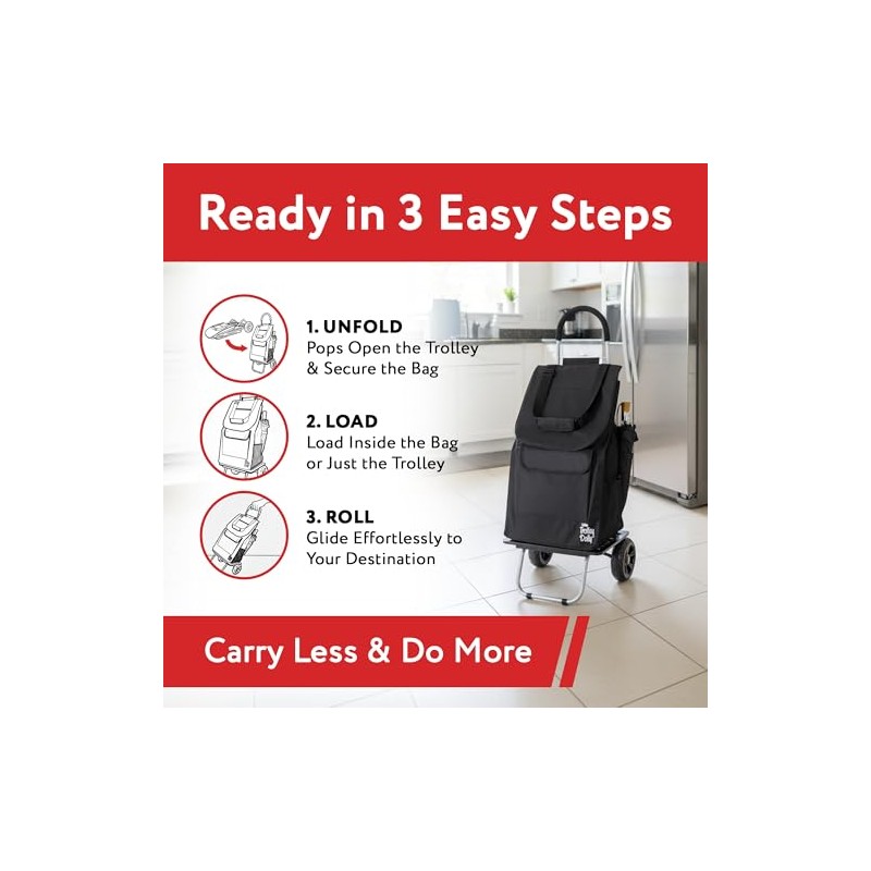 dbest Products Bigger Trolley Dolly, Carrito Plegable Negro de Compras