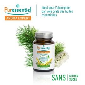 Puressentiel, Compresse Neutre, Integratore Alimentare, Supporto per la somministrazione orale di oli essenziali, Senza zuccheri e senza glutine, Vegan e Cruelty Free, 30 compresse