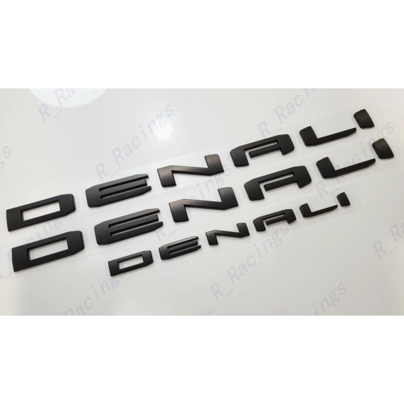 GMC 3pc Matte Black Door Rear DENALI Emblems Letters 2021-2023