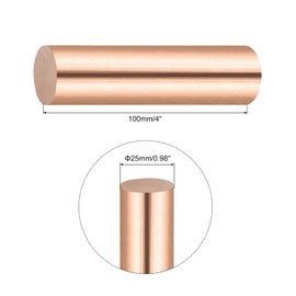 sourcing map 1 Pack Pure Copper Round Rod 25mm/0.98 Inch Diameter 100mm/4 Inch Length Solid Copper Rod Lathe Bar Stock for DIY Metal Craft Metal Working Hobbies