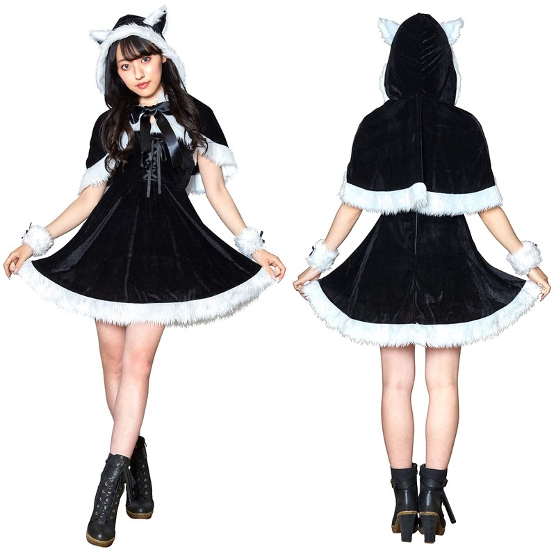 Clearstone Miminoel Cosplay Christmas Cat Cape Santa Women's M Black