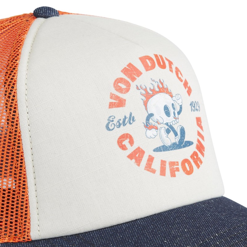 Von Dutch Unisex Adjustable Trucker Crew Cap Orange/Black/Navy One Size,