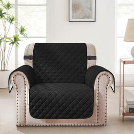 HOMERILLA Reversible Chair Covers for Dogs Couch Cover Water Resistant Washable Pets Furniture Protector Sofa Cover with Elastic Straps (Chair 21", Black/Light Grey)