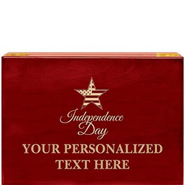 Crown Awards Independence Day Rosewood Humidor Gift, Customize with Your Own Text Engraving