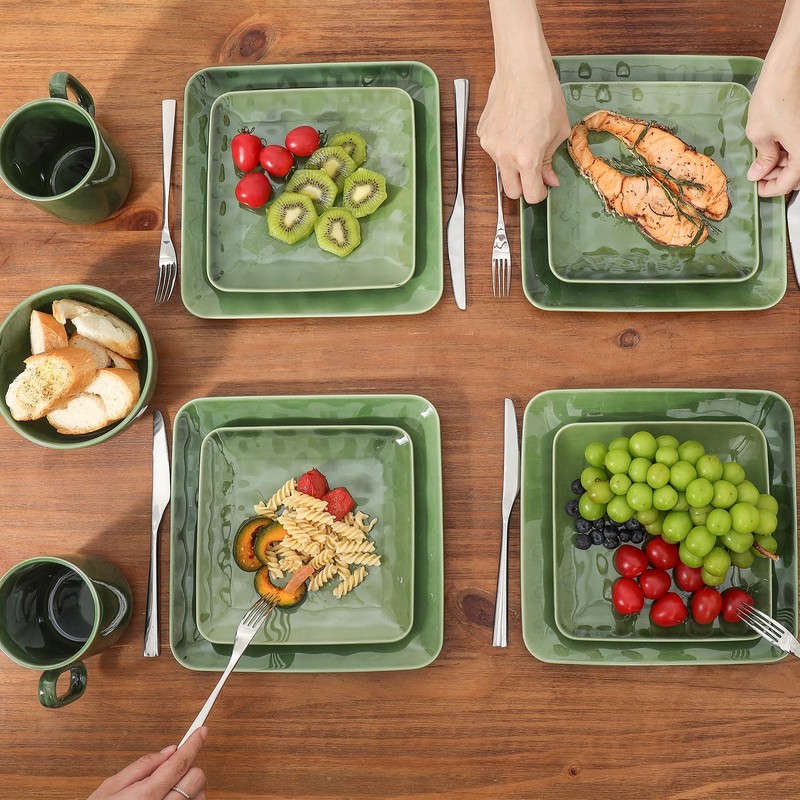 vicrays Ceramic Square Plates Set of 6 - Large Porcelain