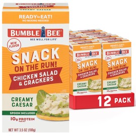 Bumble Bee Snack On The Run Creamy Caesar Chicken Salad with Crackers Kit (Pack of 12) - Ready to Eat Protein Snack Pack - 10g Protein per Box