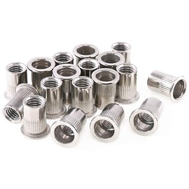 Keadic 50Pcs 304 Stainless Steel Metric Rivet Nut Flat Head Threaded Insert Nutsert Kit - M10