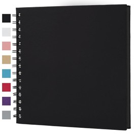 Finksy 8 x 8 Inch DIY Scrapbook Photo Album Black 40 Pages Hardcover Kraft Blank Memory Book for Wedding and Anniversary Family