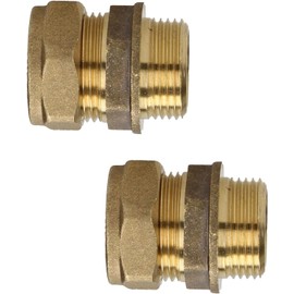 hep® 22mm Compression by 3/4" BSP Brass Male Iron Coupler Straight Adaptors 22mm x 3/4" (Pack of 2)