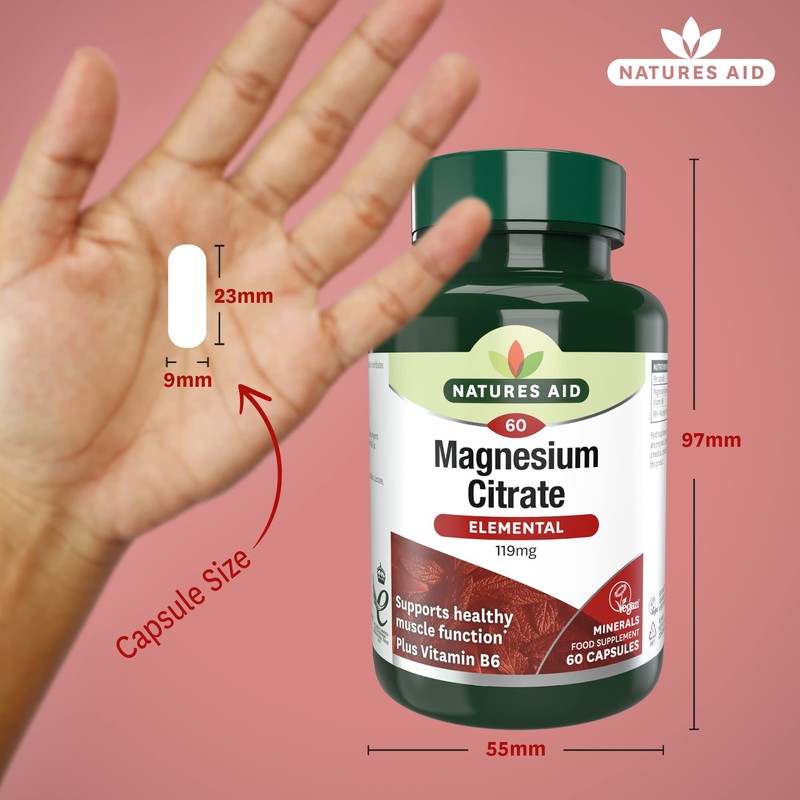Natures Aid Magnesium Citrate 750 mg Capsules with Vitamin B6,