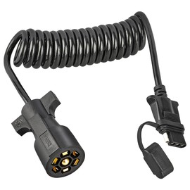 Oyviny 7 Way RV Blade to 4 Way Flat Trailer Plug Adapter 7.5ft, Stretchable Coiled Design 7 Pin to 4 Pin Trailer Extension Wiring with PU Jacket Protected Pure Copper, Plug & Play Installation