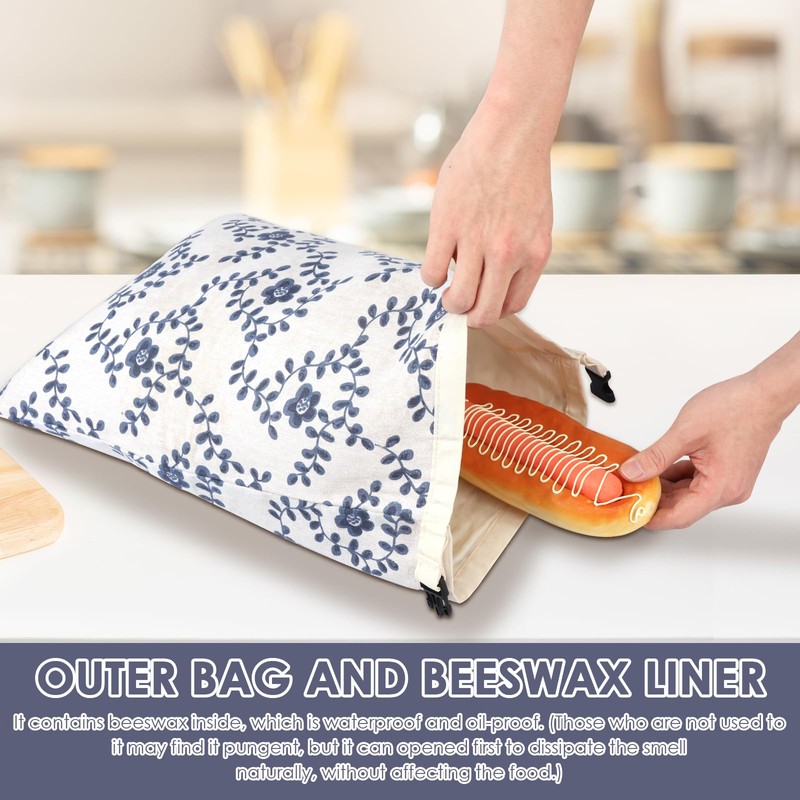 AwObEpl 1Pc/2Pcs Reusable Beeswax Bread Bags Portable Sourdough Bread Bags