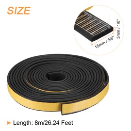 uxcell Weather Stripping 5/8" W x 1/8" T x 26ft L Adhesive Door Window Seal Strip Foam Seal Tape for Doors Window Insulation