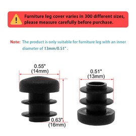 sourcingmap 1/2" 14mm OD Plastic Round Tube Ribbed Inserts End Cover Caps 30pcs, 0.51" Inner Dia, Floor Furniture Chair Table Protector