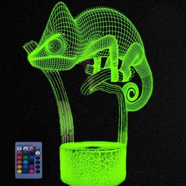 HPBN8 Ltd Optical Illusions 3D Chamäleon Nacht Licht LED Lampen Fernbedienung 7/16 Farbwechsel Tabelle Schreibtisch USB-Kabel für Kinder Schlafzimmer Geburtstagsgeschenke Geschenk