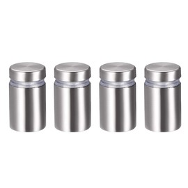 sourcing map Pack of 4 Spacers 16 x 27 mm (Diameter x H) Stainless Steel Sign Holder Advertising Screw Spacer Screws for Signs Displays, Silver