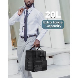 RalChyez Tactical Lunch Box, 20L Large Heavy Duty Double Deck Insulated Lunch Bag Leakproof Expandable Tote Cooler with Shoulder Strap for Adult Men Women Work Fishing Picnic Travel Black