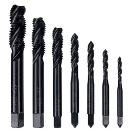 Kimlonton 7pcs Spiral Tap Threading Tap Set Tap Drill Set HSS Spiral Groove Tap Spiral Groove Tap Drill Bit for Tap and Drill Hole Threading Tap M3 M4 M5 M6 M8 M10 M12