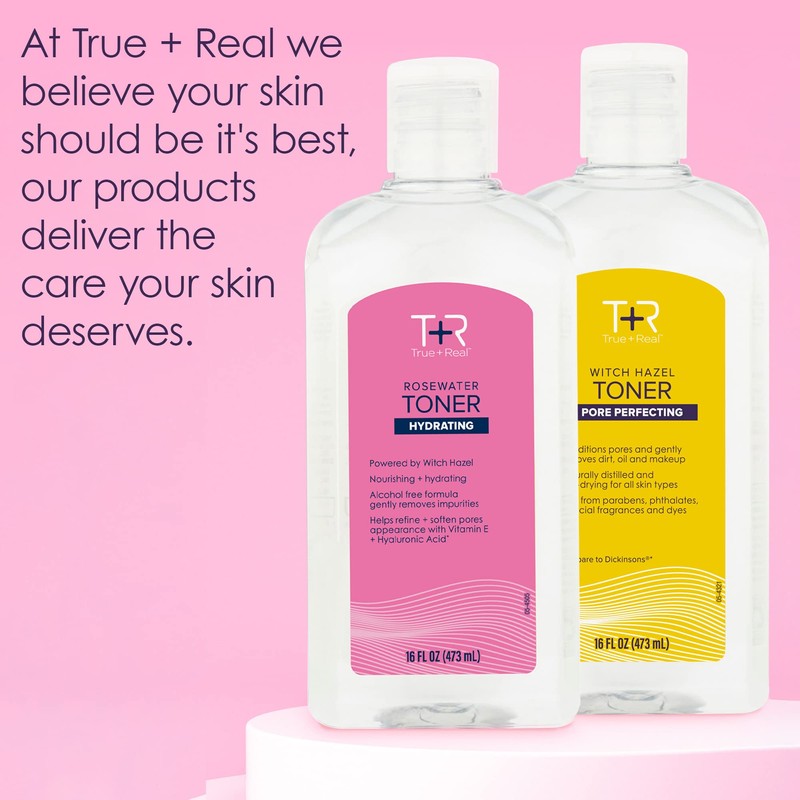 True+Real Rose Water Hydrating Toner, 16 oz