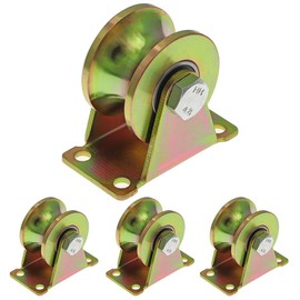 Skelang 4 Pcs 2" U-Type Groove Wheel Heavy Duty Rigid Caster with Bracket for 3/4" Round Tube Track, Rolling Gate, Industrial Machines, Wire Rope Rail, Loading Capacity 660 Lbs