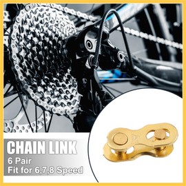 BULLSPANN 自転車ミッシングリンク チェーンマスターリンク ジョイントクリップコネクタ 再利用可能 スピードチェーン バイク MTB 修理部品 6 7 8 スピード ゴールドトーン 6ペア 自転車用 交換品