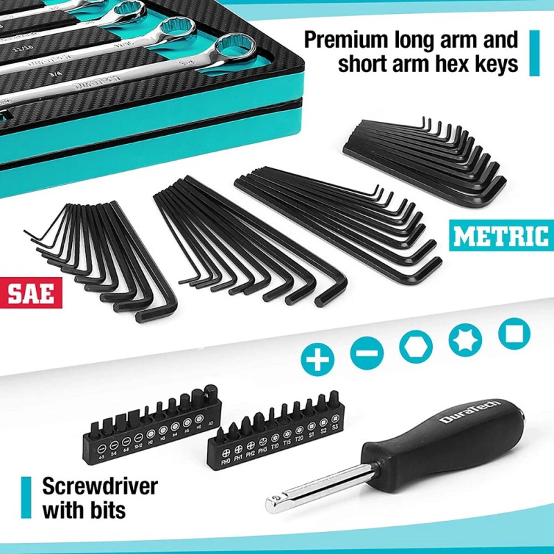 DURATECH 149 PC Mechanic Ratchet Socket Wrench Hex Key Sets