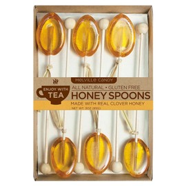 Melville Candy Honey Spoon Gift Set – Spoons & Lollipops on Wooden Ball Sticks – Gluten-Free, Made in USA Stirrers for Tea, Coffee, & Hot Beverages - Individually Wrapped (6-count, Clover Honey)