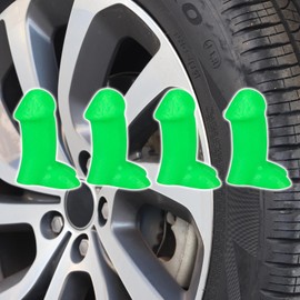 Pencil Tire Valve Stem Caps|Prank Valve Stem Covers|Dustproof and Waterproof, Durable|Suitable for Cars/Bikes/Motorcycles|Novelty Gag Gifts for Friends&Coworkers(4PCSGreen)