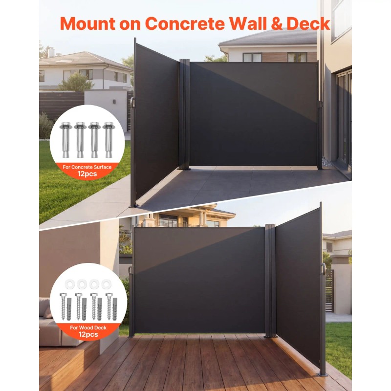 71\" X 236\" Outdoor Patio Side Awning 180 G/m2 Waterproof