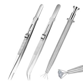 3Pcs Piercing Ball Holder Tool Set, Stainless Steel Piercing Ball Grabber or Jewelry Locking Tweezers, Precision Piercing Tools for Changing Piercing Balls Jewelry Screws and Tiny Parts