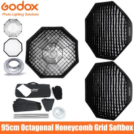 Godox US 2X Godox 95cm Octagonal Umbrella Softbox Honeycomb Grid Bowens Mount Softbox