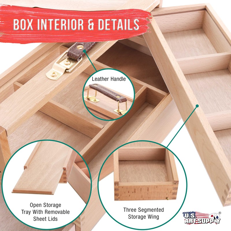 U.S. Art Supply Multi-Function Artist Tool Supply Box with Locking