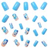 24Pcs Flower Press on Nails Medium Long Square Fake Nails