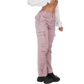 Cargo Hiking Pants for Women Tactical Baggy Pants Women's Casual Y2K with 6 Zipper Pockets No Belt W9922 Purple Gray 10