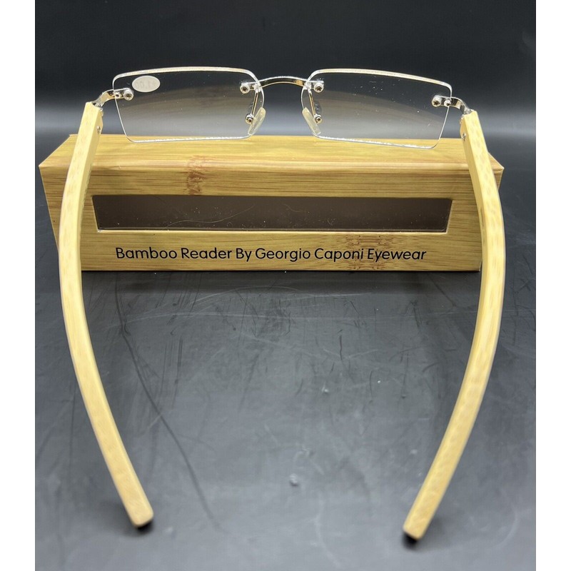 Georgio Caponi Bamboo Rimless Reader Glasses by Georgio Caponi -