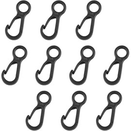 10Pcs Black Outdoor Camping Snap Hooks, Plastic Snap Clip Hook Camping Carabiner Buckle Multifunction Snap Hook Camping Equipment Tent Buckle Clips Tent Hooks for Lights Hanging to Canopy Outdoor Tent